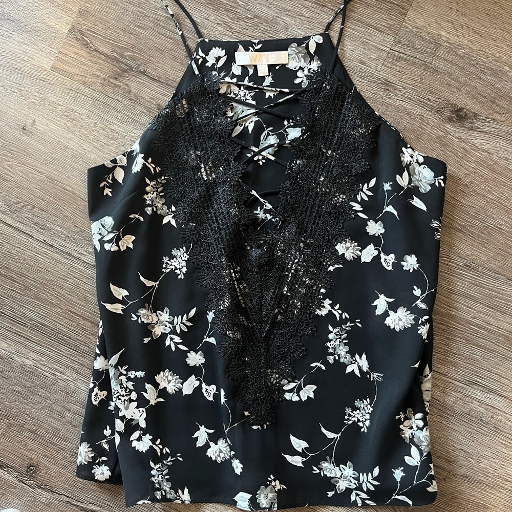 WAYF Black Lace Tank